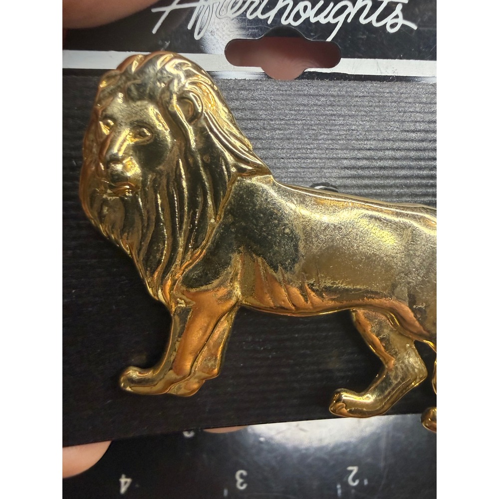 Afterthoughts Gold Tone Lion Brooch Vintage Animal Lapel Pin Safari Jewelry
